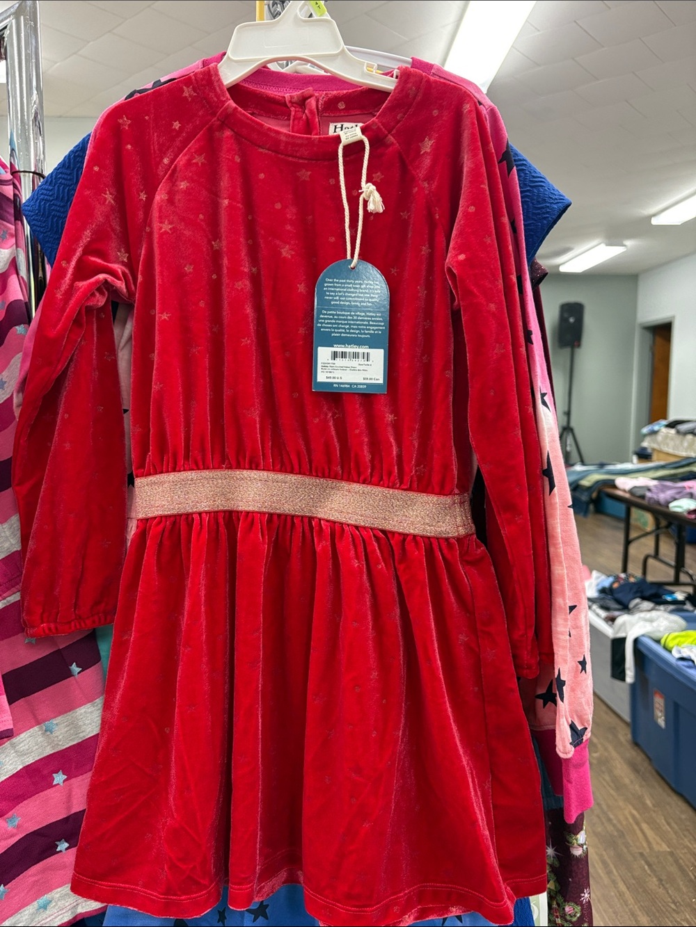 Hatley Red Velvet Star Dress with Metallic Waistband